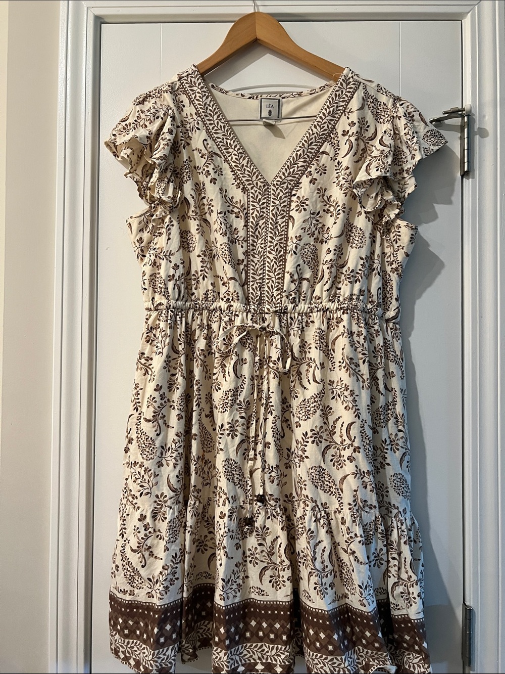 V-Neck Flutter Sleeve Midi Dress bohemian- - Picture 1 of 5